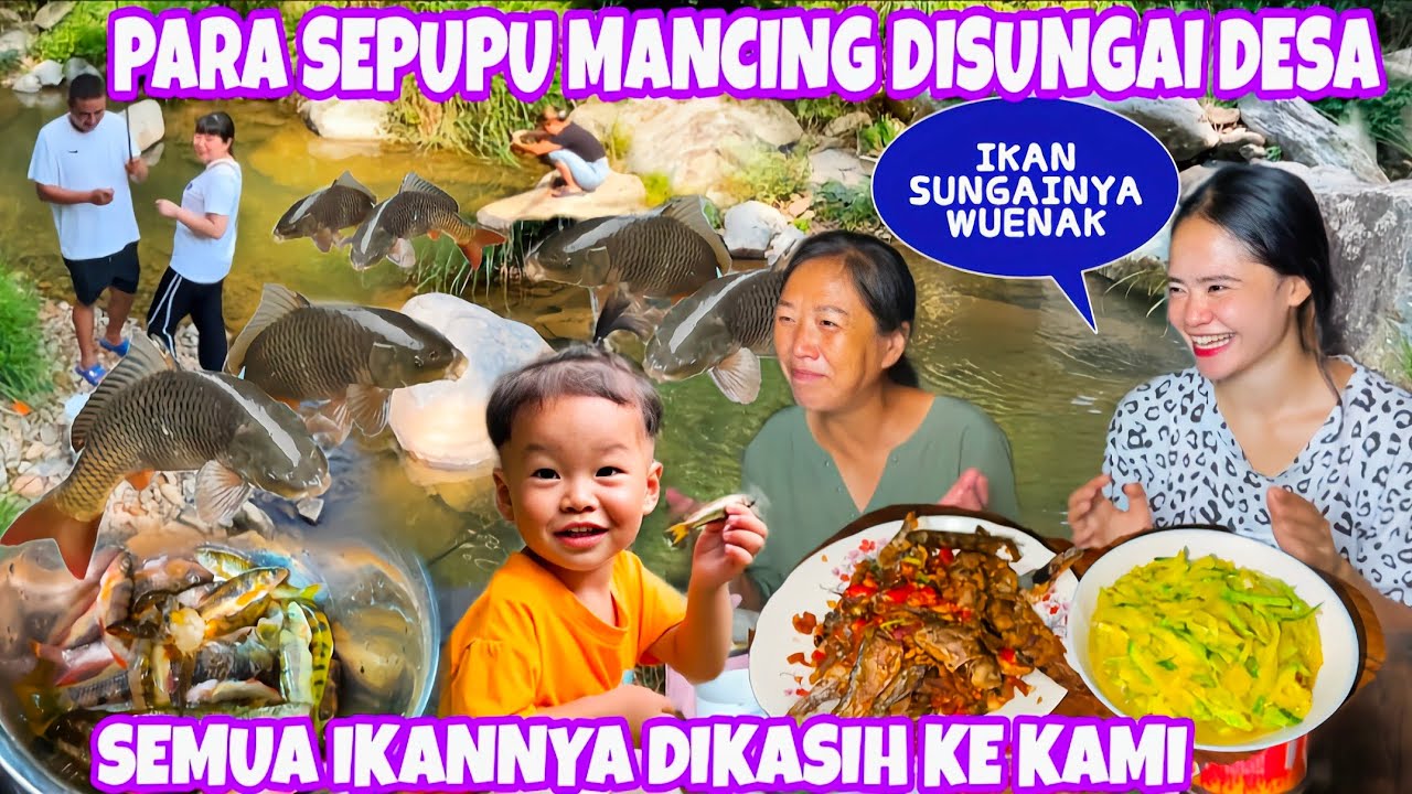 SEPUPU MANCING DISUNGAI DESA KITA BAWAKAN BAKWAN JAGUNG,SEMUA HASIL MANCING DIKASIH KE KAMI
