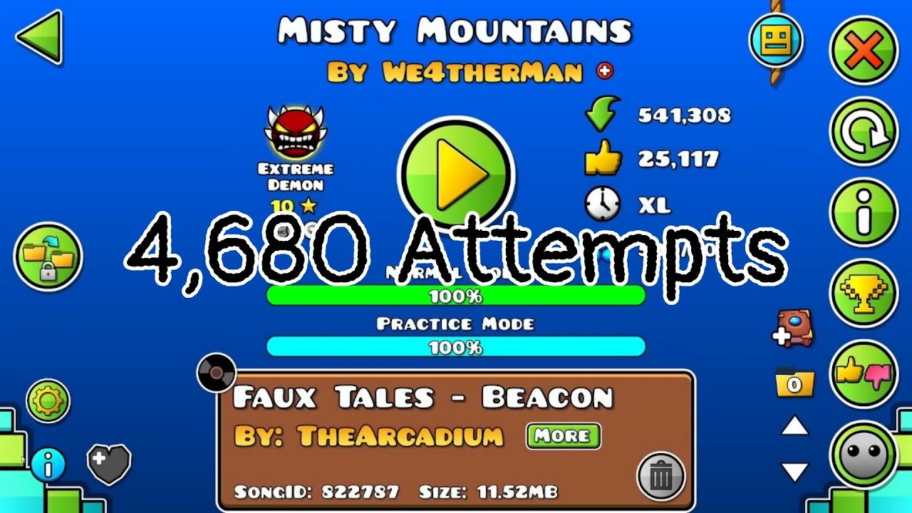 I BEAT MISTY MOUNTAINS! (Extreme demon)