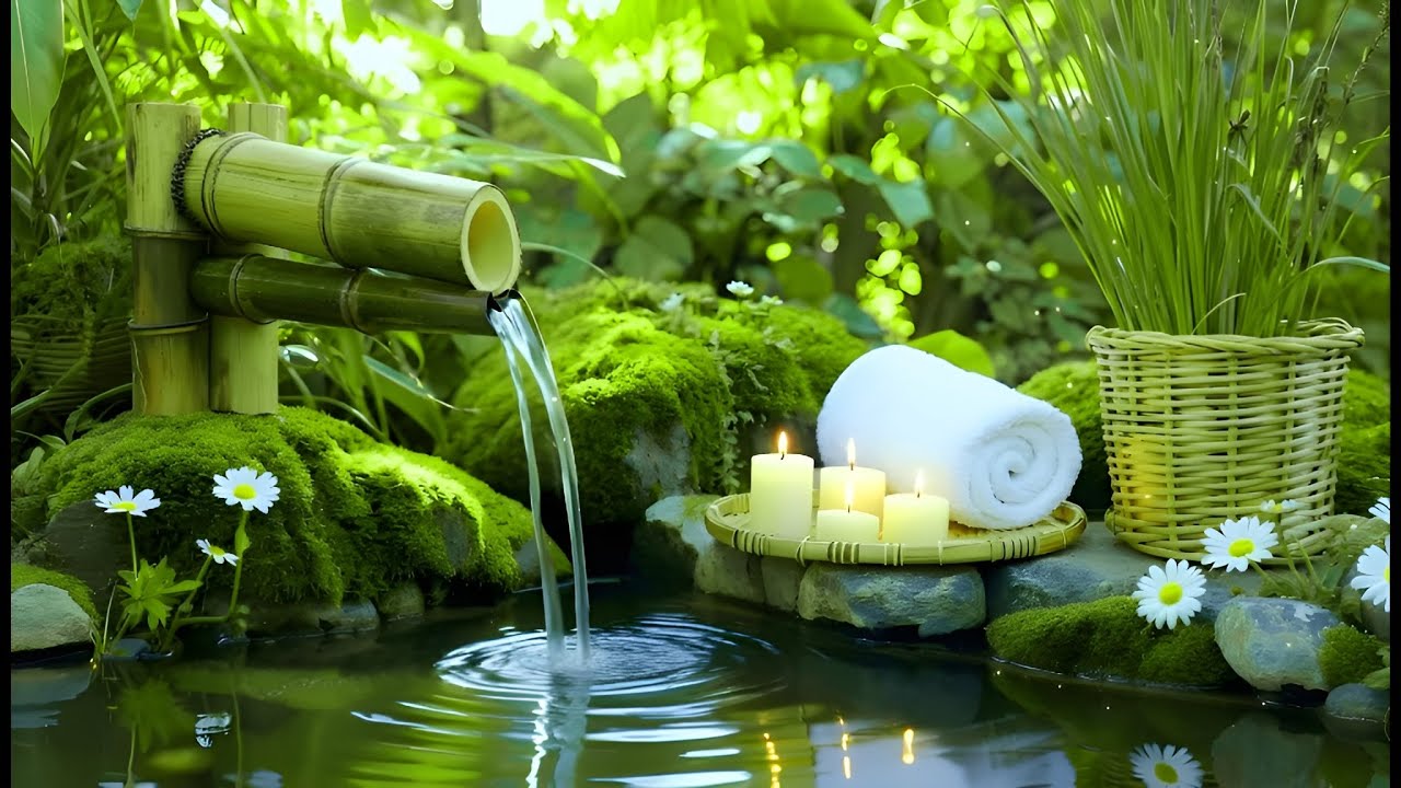 Peaceful Piano + Bamboo Fountain 🌿 Healing Worry, Stress & Emotional Fatigue
