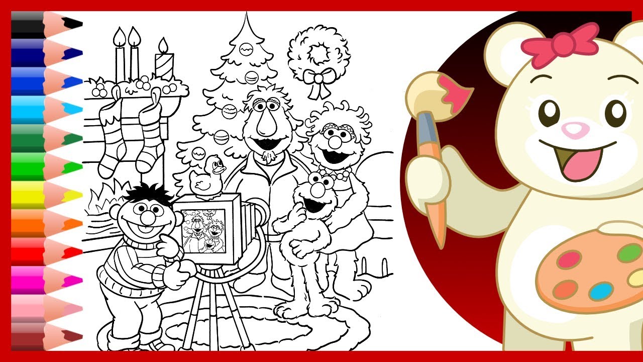 Elmo Louie Mae Ernie | Sesame Street Christmas Coloring for Kids