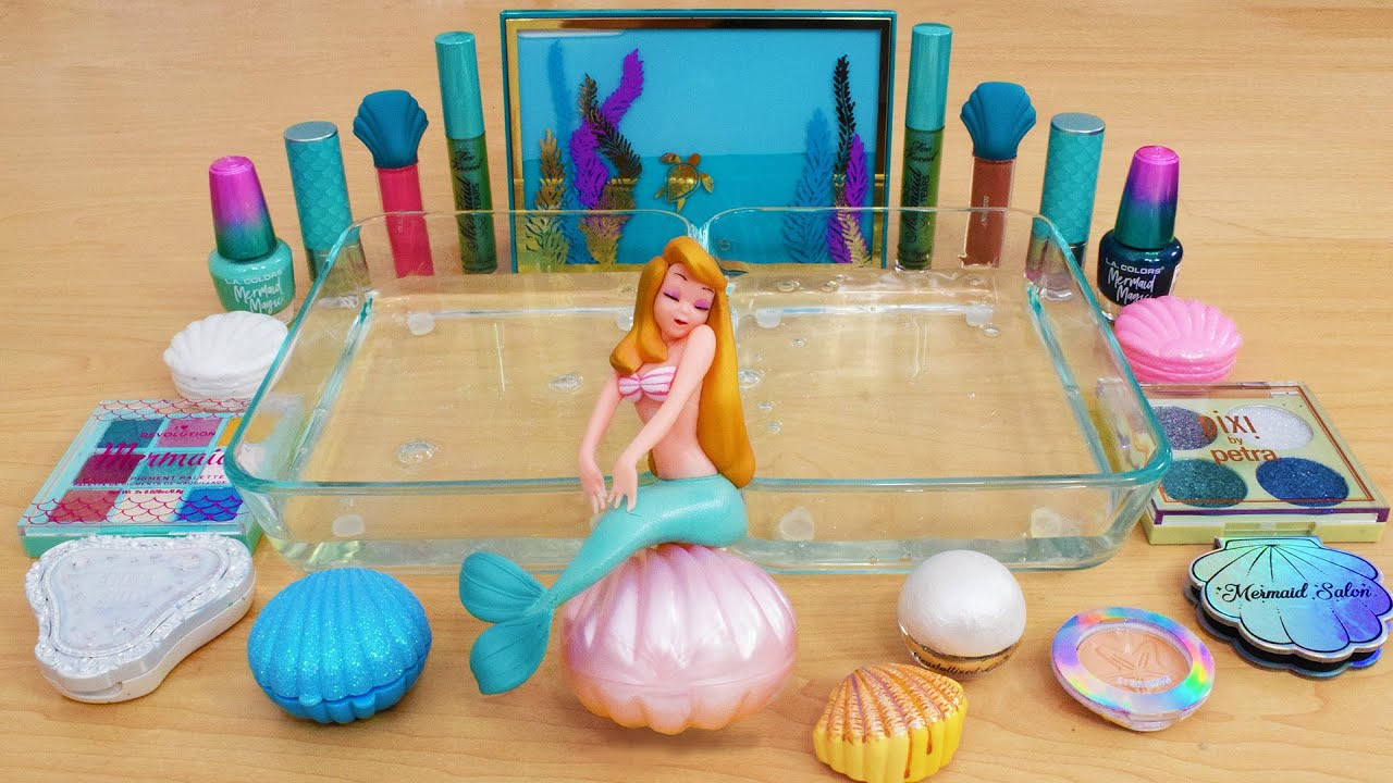Mermaid Slime - Mixing Makeup Eyeshadow Into Slime ASMR