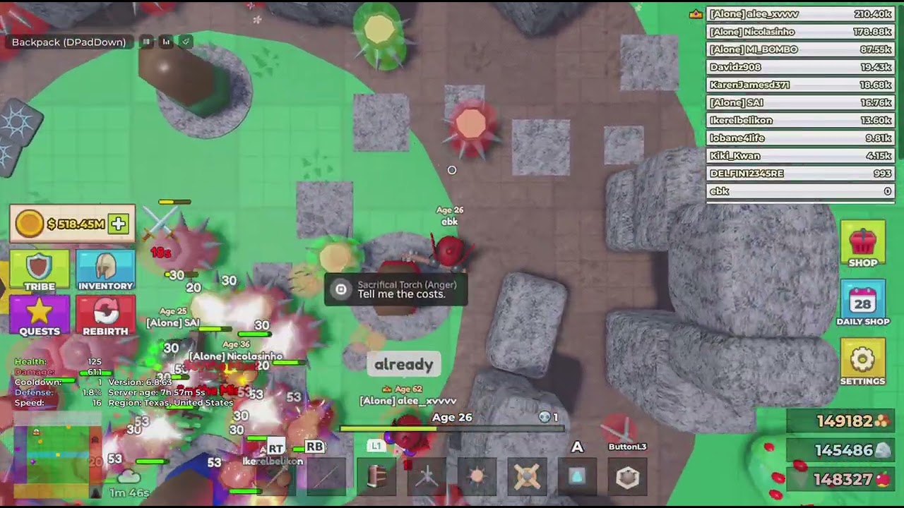16 souls vs Fastest healer on console😭 (Roblox tribe survival)