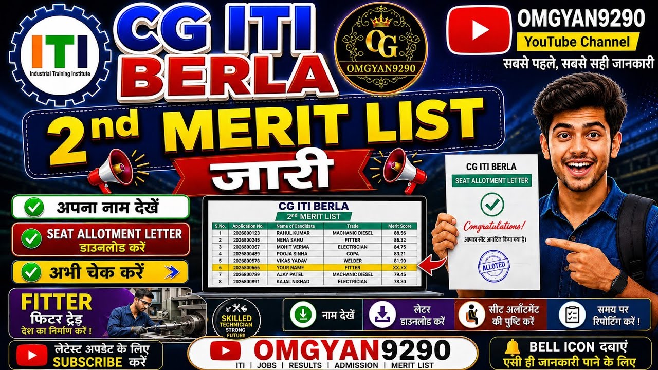 Cg iti berla fitter 2nd merit list 2026 #itiberla #cgiti