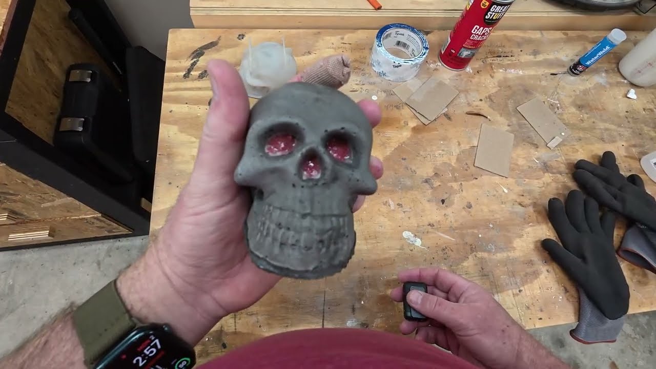 Concrete Skull with Hidden Treasure Inside