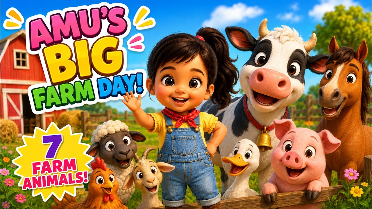🌾 Amu&rsquo;s Farm Animal Parade! 🐄🐴🐷 | Learn Animals & Sounds for Kids