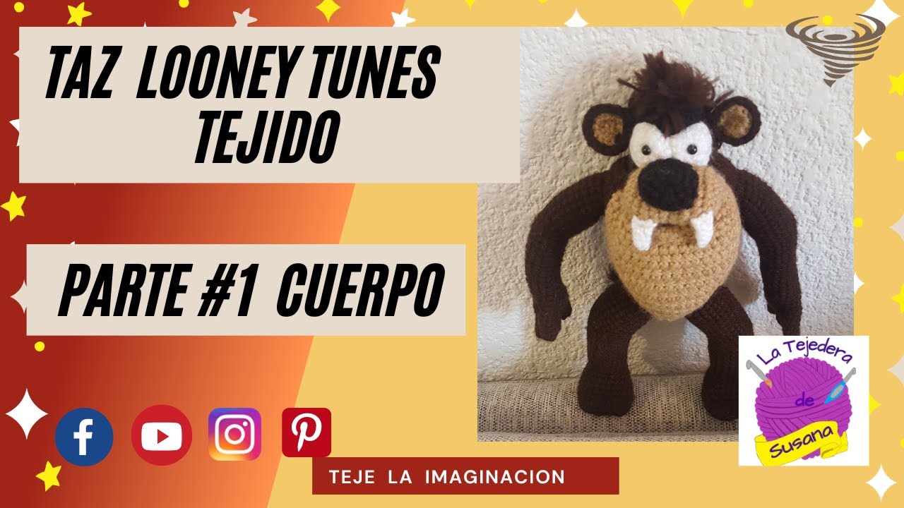 Taz Looney Tunes Tejido Parte #1  Cuerpo #latejederadesusana #amigurumi #tazmania #taz #looneytunes