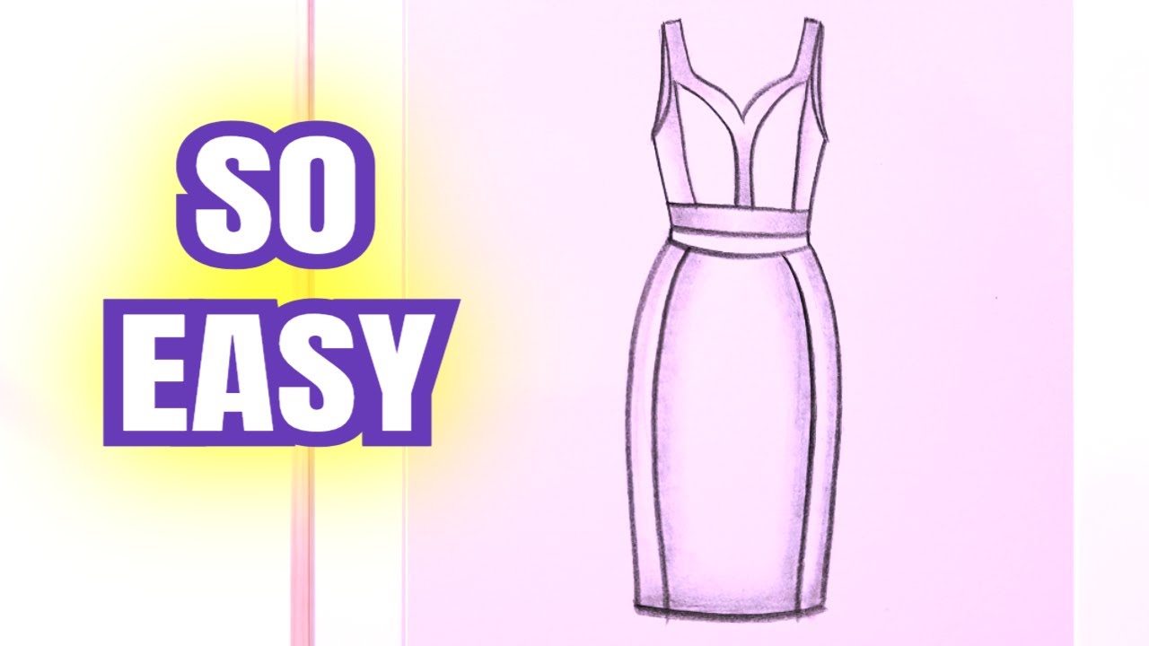 Simple Fashion Dress Sketch in Minutes | NO EXPERIENCE Needed | Pencil Sketch Drawing Easy