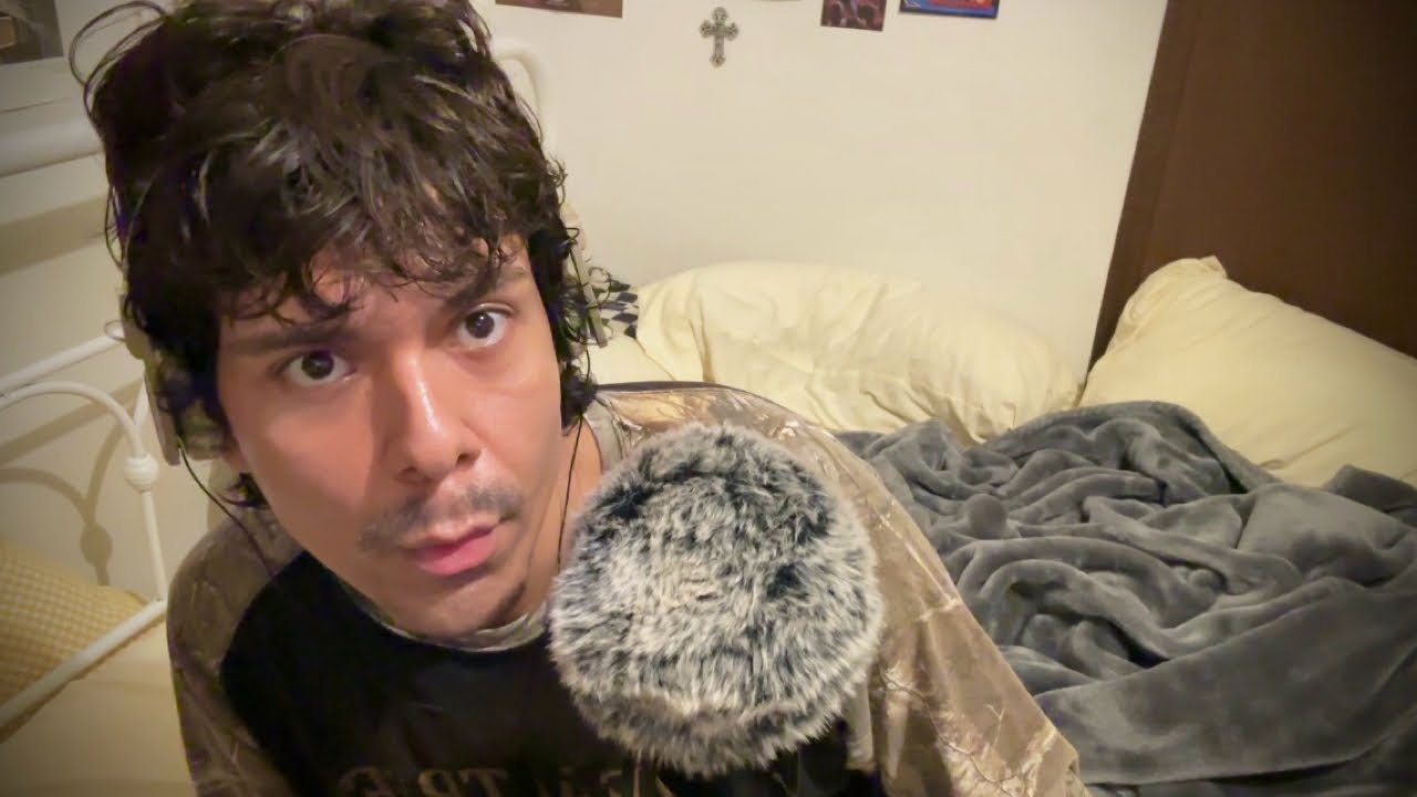 ASMR fluffy mic blowing and scratching