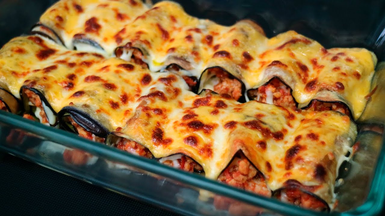 ROLLITOS de BERENJENA con carne picada. Receta FÁCIL y riquísima