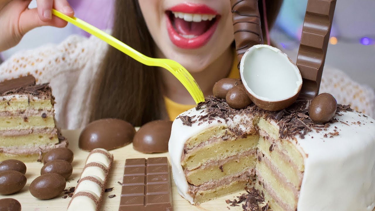 ASMR GERMAN CHOCOLATE CAKE (So SOFT & CRUNCHY Eating Sounds) No Talking MUKBANG 먹방