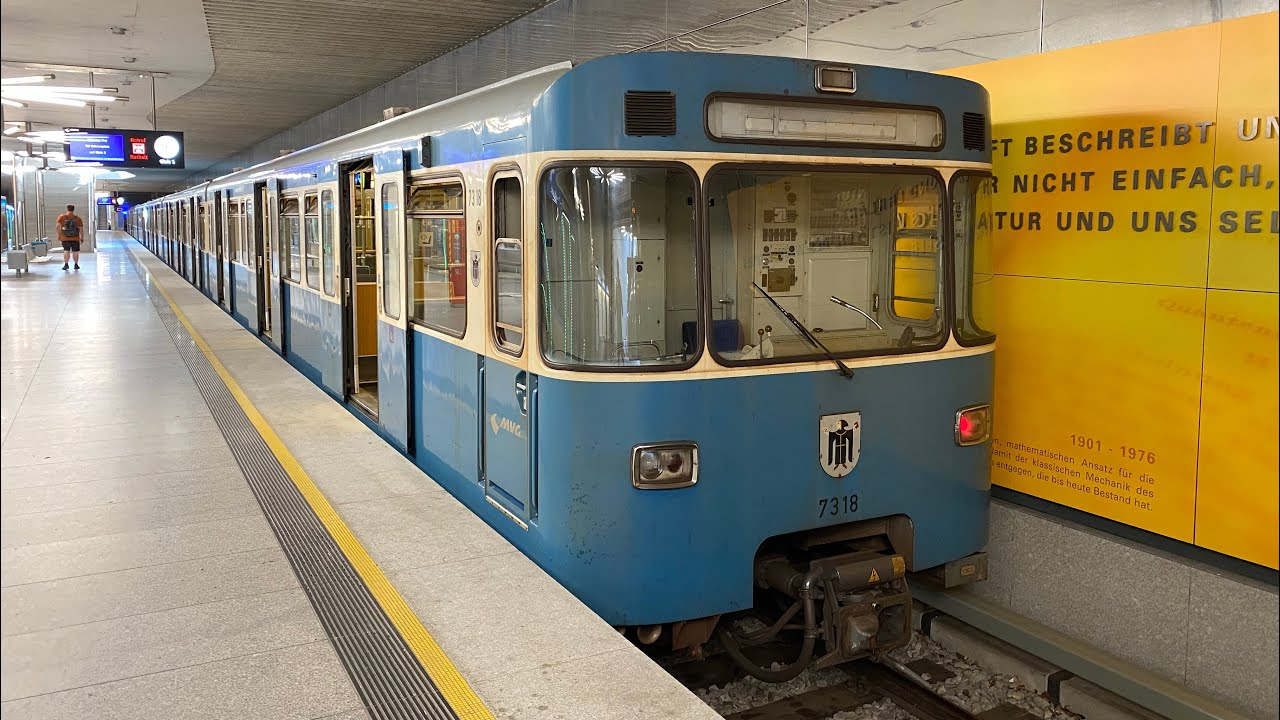 Im MVG A-Wagen der U München als U6 von Garching FZ zur Münchner Freiheit mit Sound & Vmax. 80 km/h