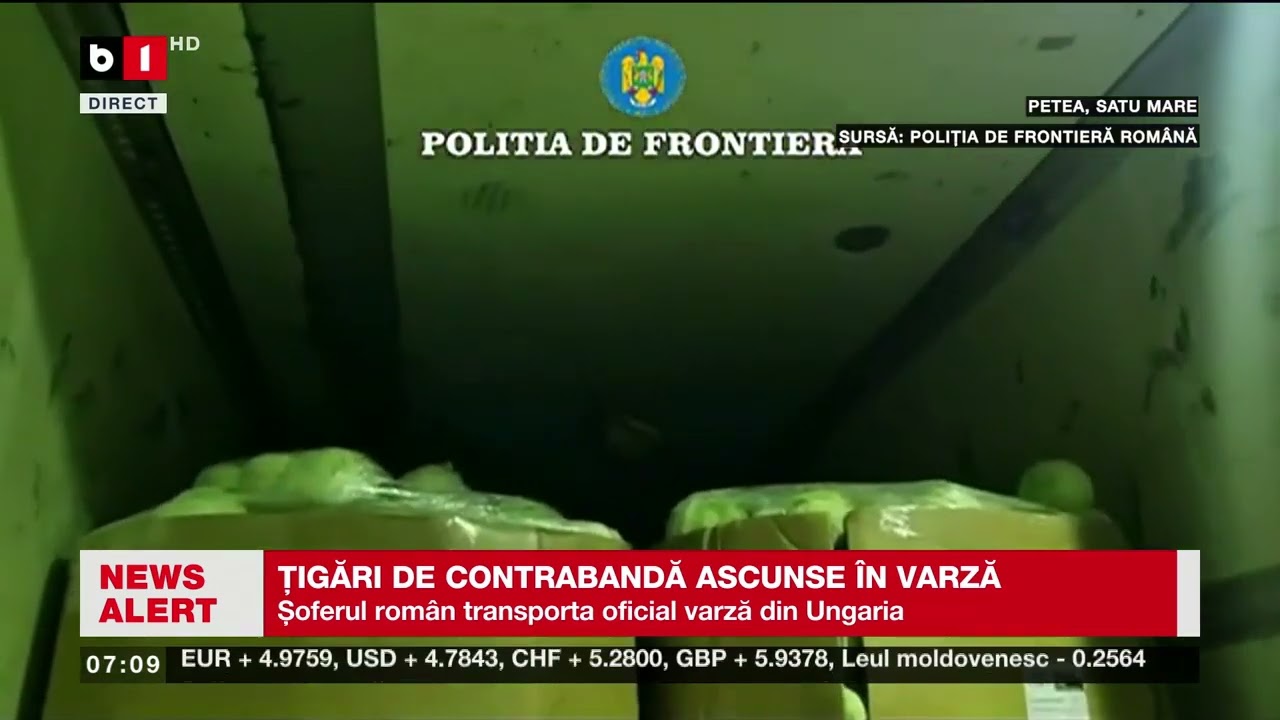 ȚIGĂRI DE CONTRABANDĂ ASCUNSE ÎN VARZĂ_Știri B1TV_30 ian. 2025