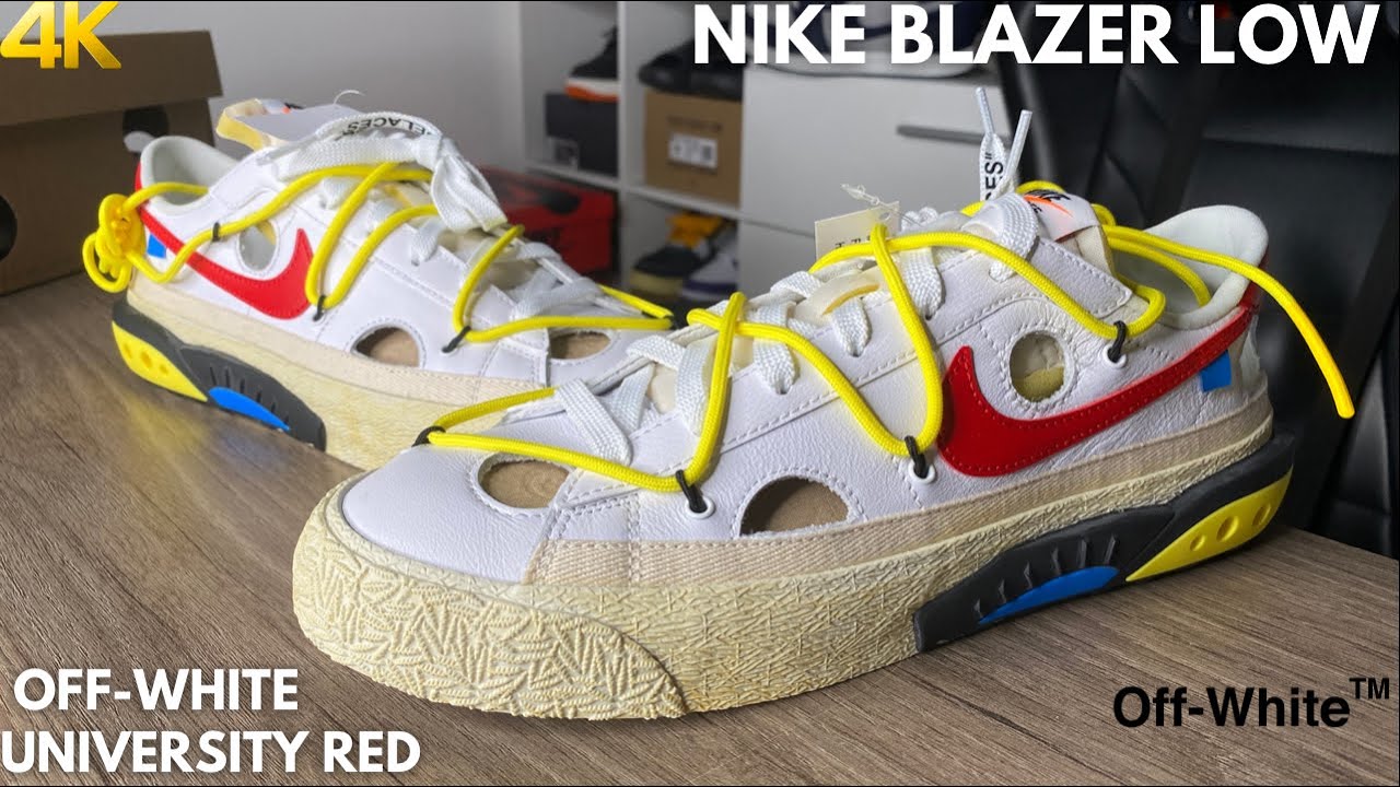 Nike Blazer Low Off White University Red On Feet Review