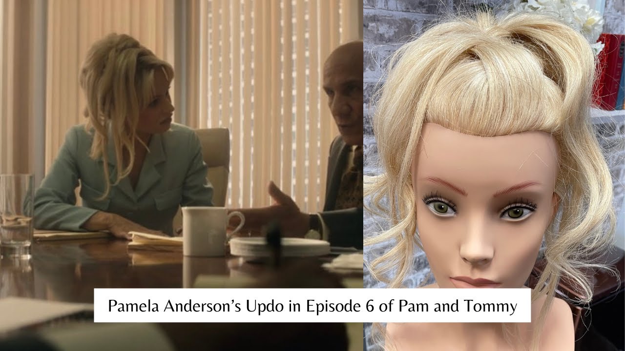 Pamela Andersons updo in Episode six of Pam and Tommy