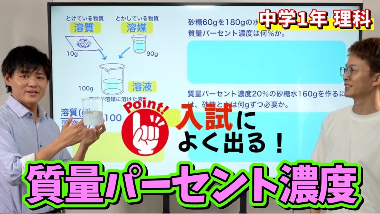 【中1理科】質量パーセント濃度・濃度の計算