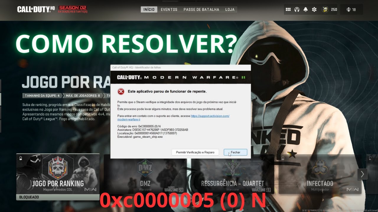 COMO RESOLVER O ERRO 0xc0000005 (0) N MW2 RESOLVIDO!