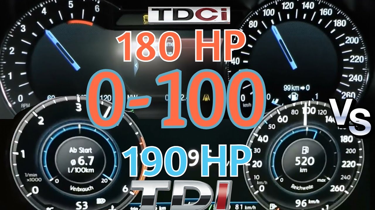 Ford Mondeo Mk5 2.0 tdci 180 hp VS Vw Passat 2.0 tdi 190 hp 0-100 race
