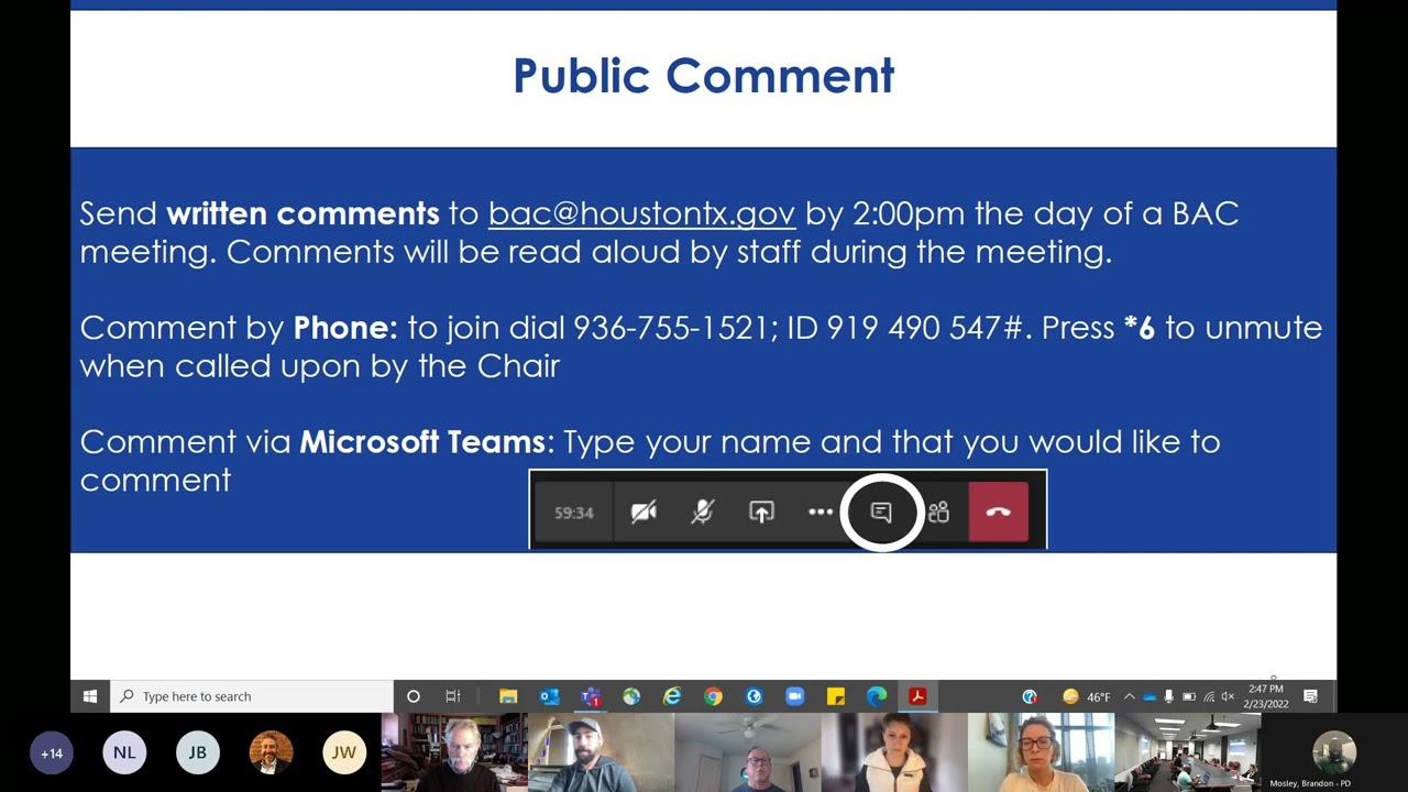 Bicycle Advisory Committee Meeting - Feb. 23, 2022
