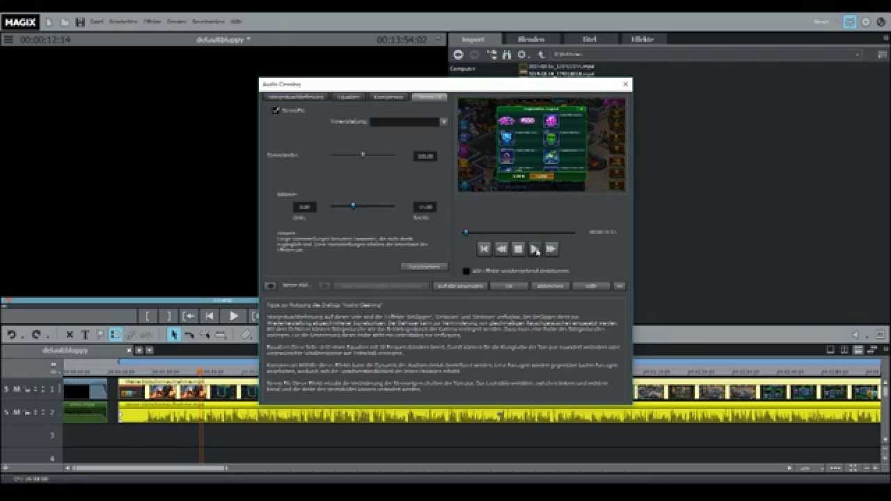 Magix Video Deluxe 2015 Tutorial 5 - Mic Rauschen in Audio entfernen