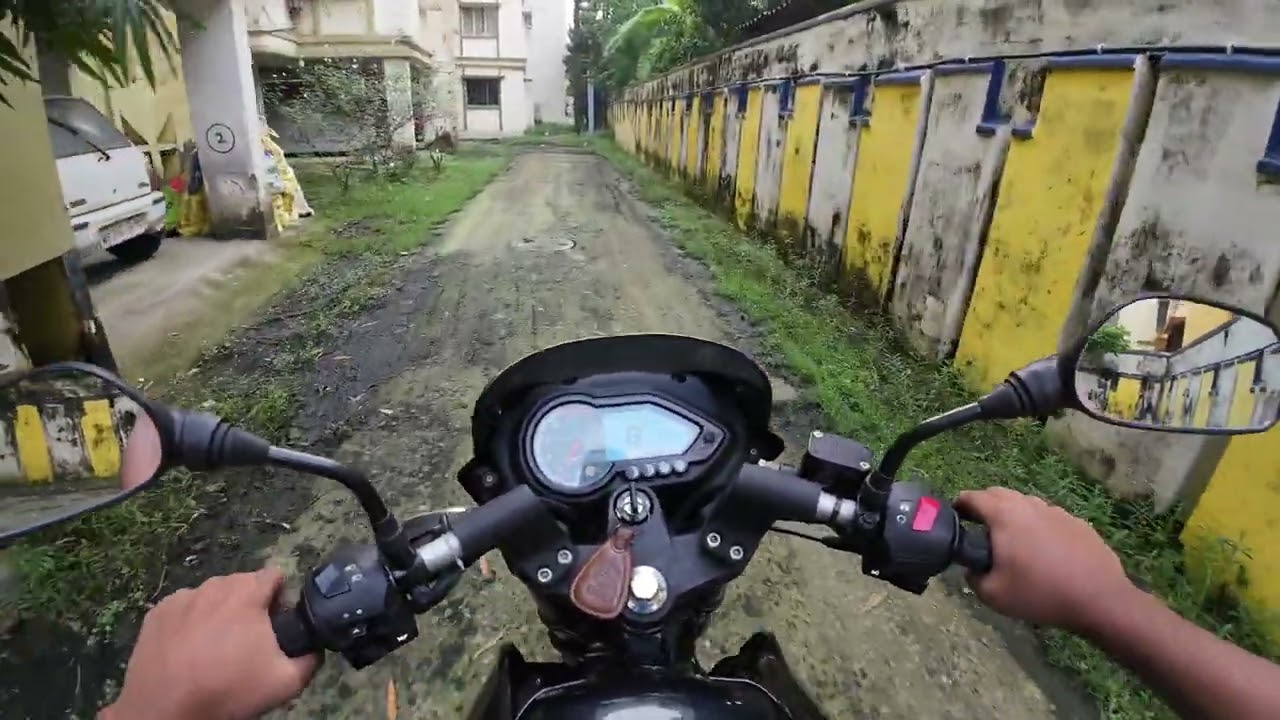 Day 2 of learning how to ride a bike pulsar 150 camera used is dji action 4 at 4k 120fps 