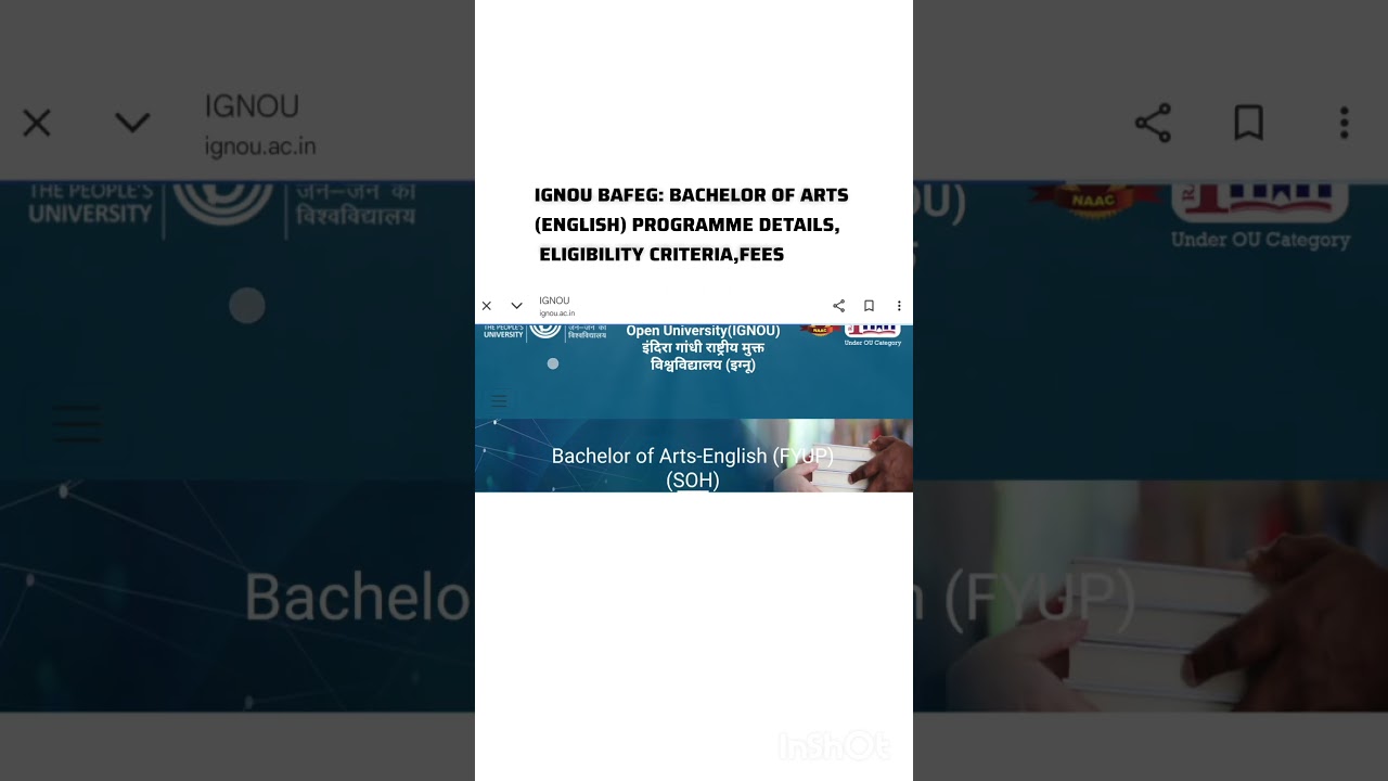 IGNOU BAFEG: Bachelor of Arts (English) programme details, eligibility criteria, and fees