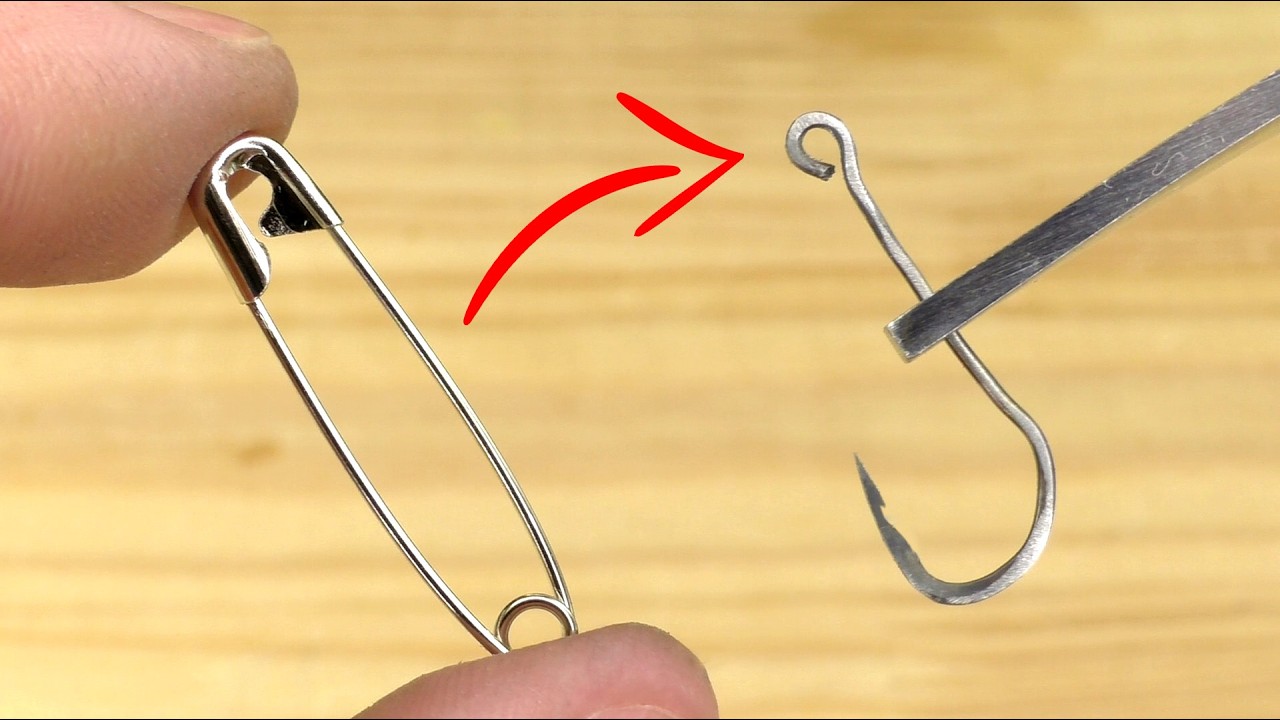 How to make own fishing hook from safety pin!
