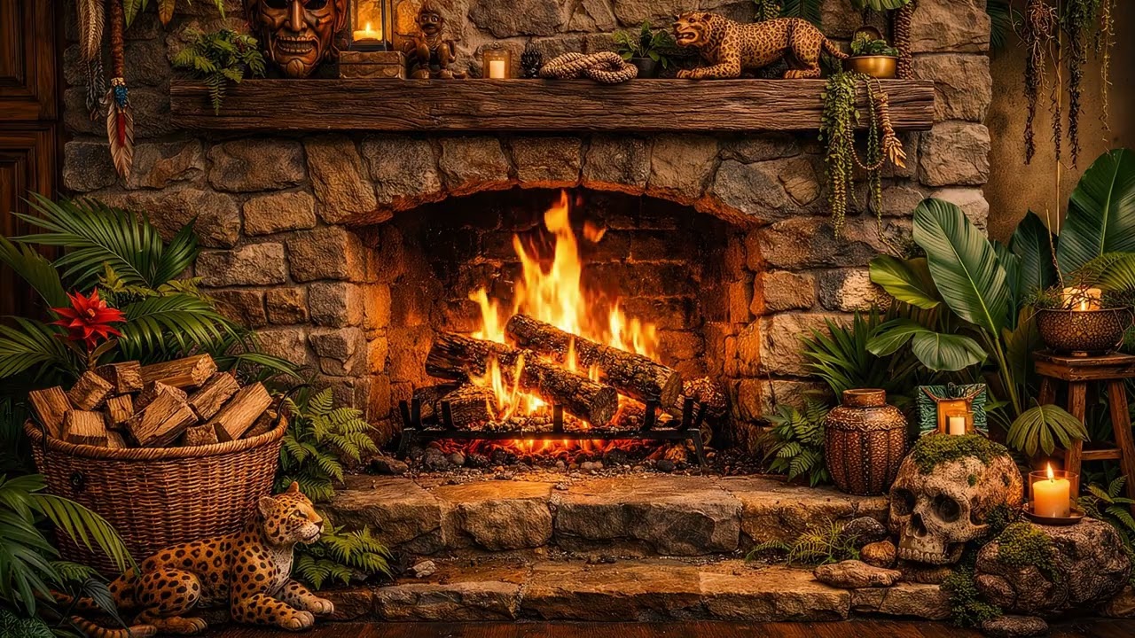Ambient TV 4K HD - Ambiance TV 4K HD - Feu cheminée - Thème Jungle