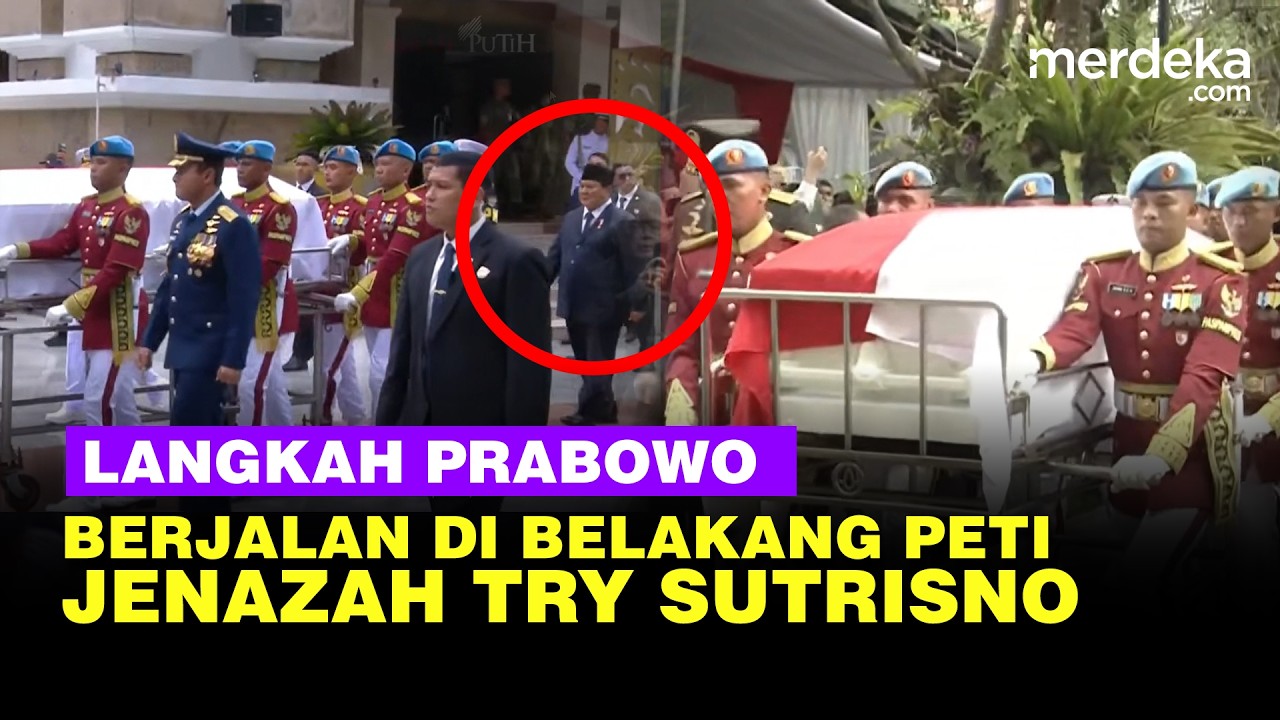 Momen Prabowo Berjalan di Belakang Peti Jenazah saat Pemakaman Try Sutrisno di TMP Kalibata