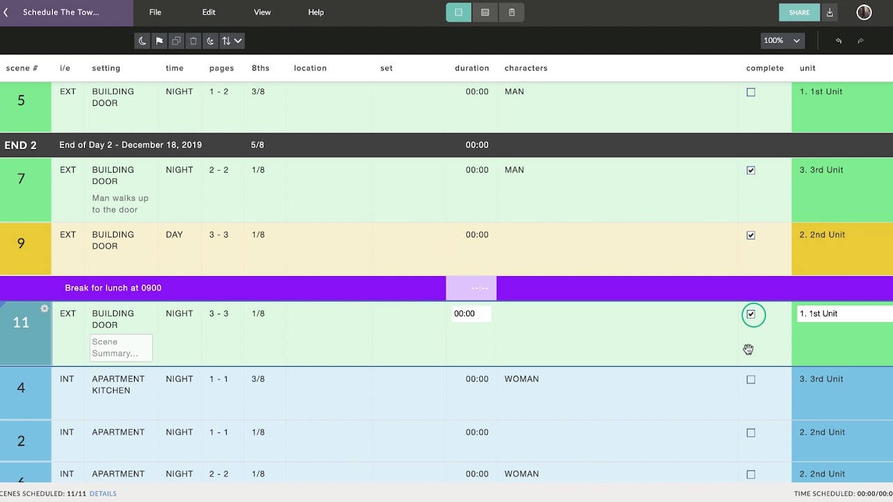How to Use the Schedule and Callsheets Feature in Celtx