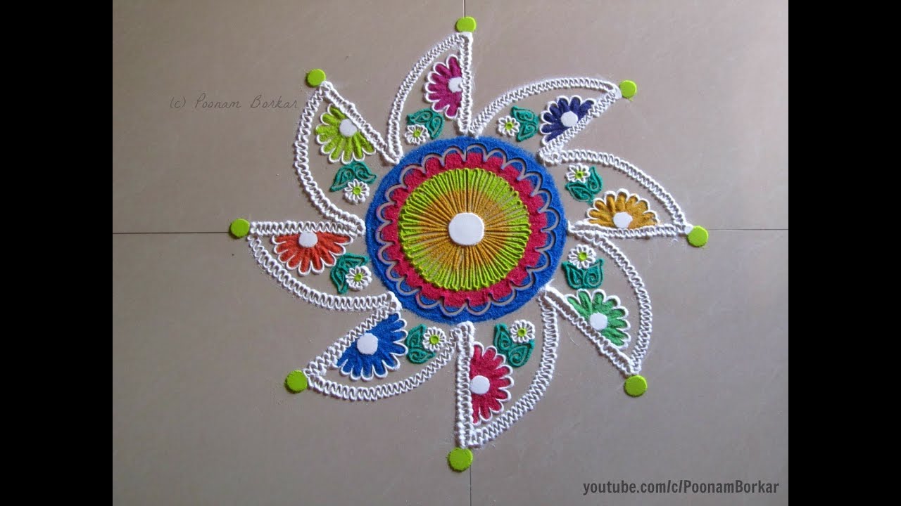 Easy, small and quick rangoli design | Innovative rangoli designs by Poonam Borkar