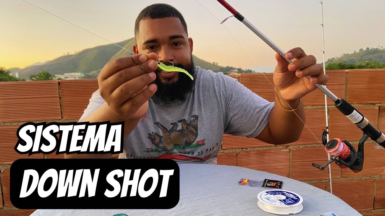 montagem do sistema DOWN SHOT com camarão artificial