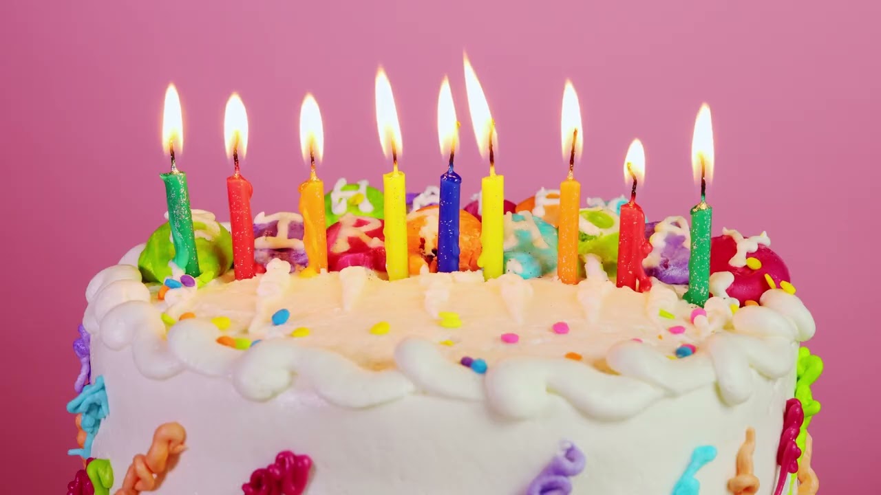 Nine Birthday Candles Burning on Cake | Silent Birthday Candle Video