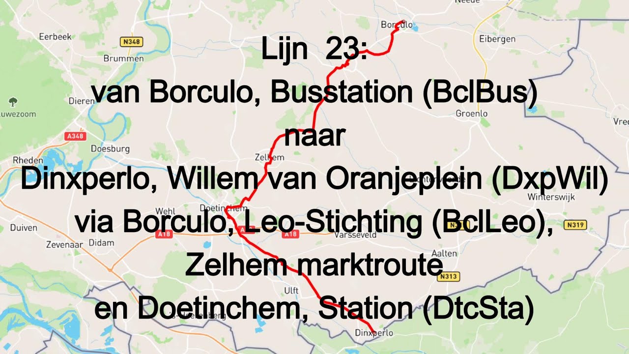 Lijn 23 Borculo, Busstation naar Dinxperlo, Willem van Oranjeplein Via Leostichting en Zelhem Marktr