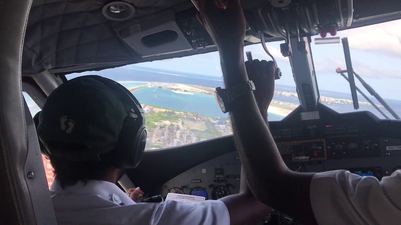 Seaplane Landing in The Maldives (cockpit view)