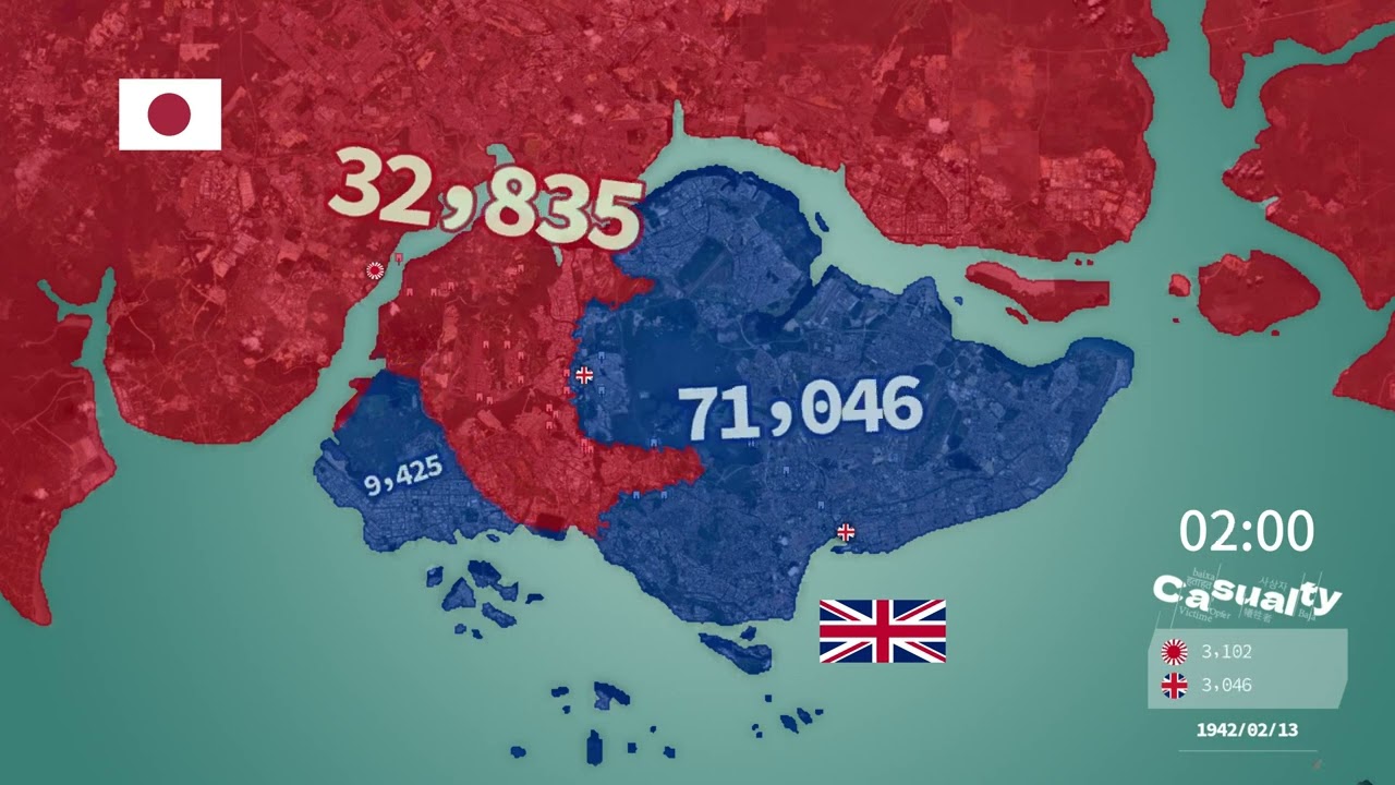 1942 The Fall of Singapore Animated Map丨Battle of Singapore