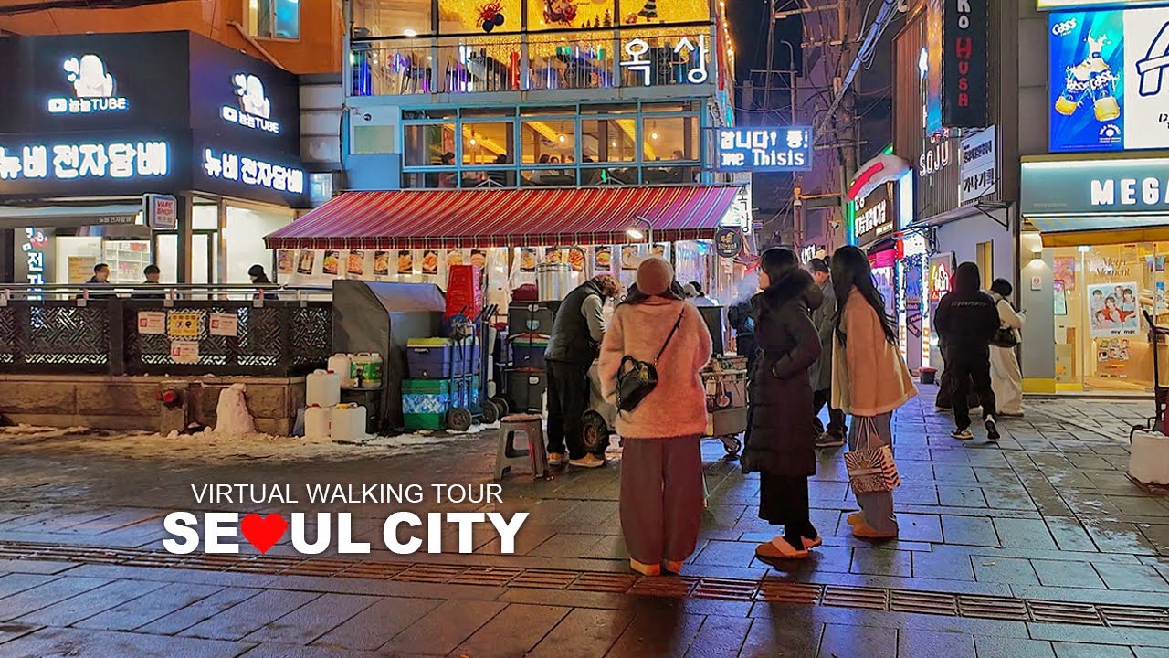 Seoul Evening Walk, Downtown Seoul Jongno Street and Insadong Street, South Korea, Travel, 4K