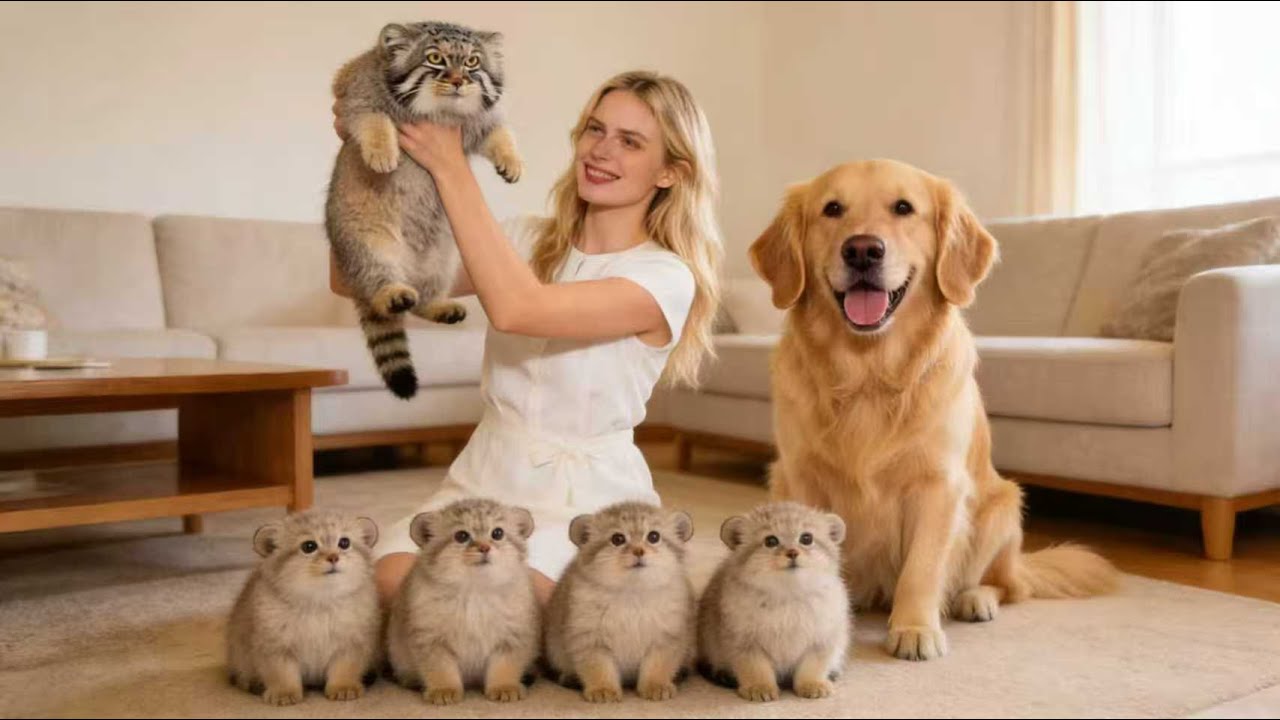Golden Retriever Raises a Wild Pallas's Cat - A 10 Year Friendship.
