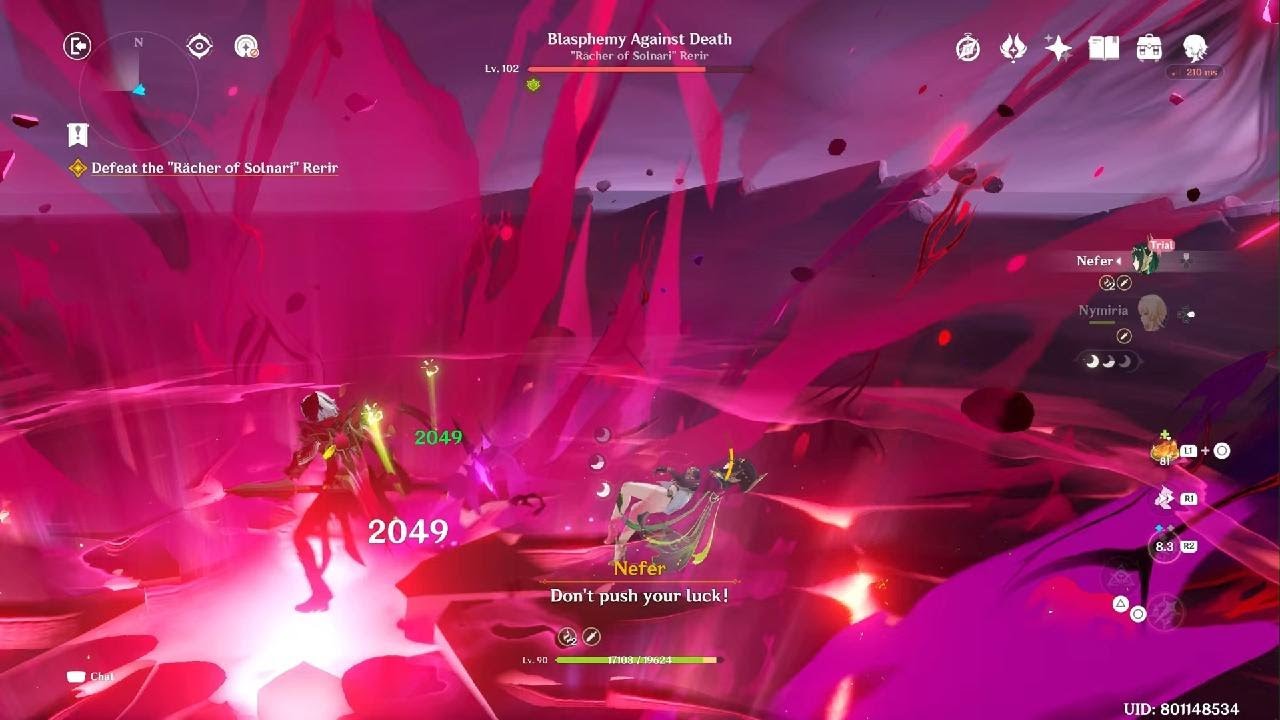 Columbina fights R&auml;cher of Solnari with Traveler and companions Cutscene | Genshin Impact