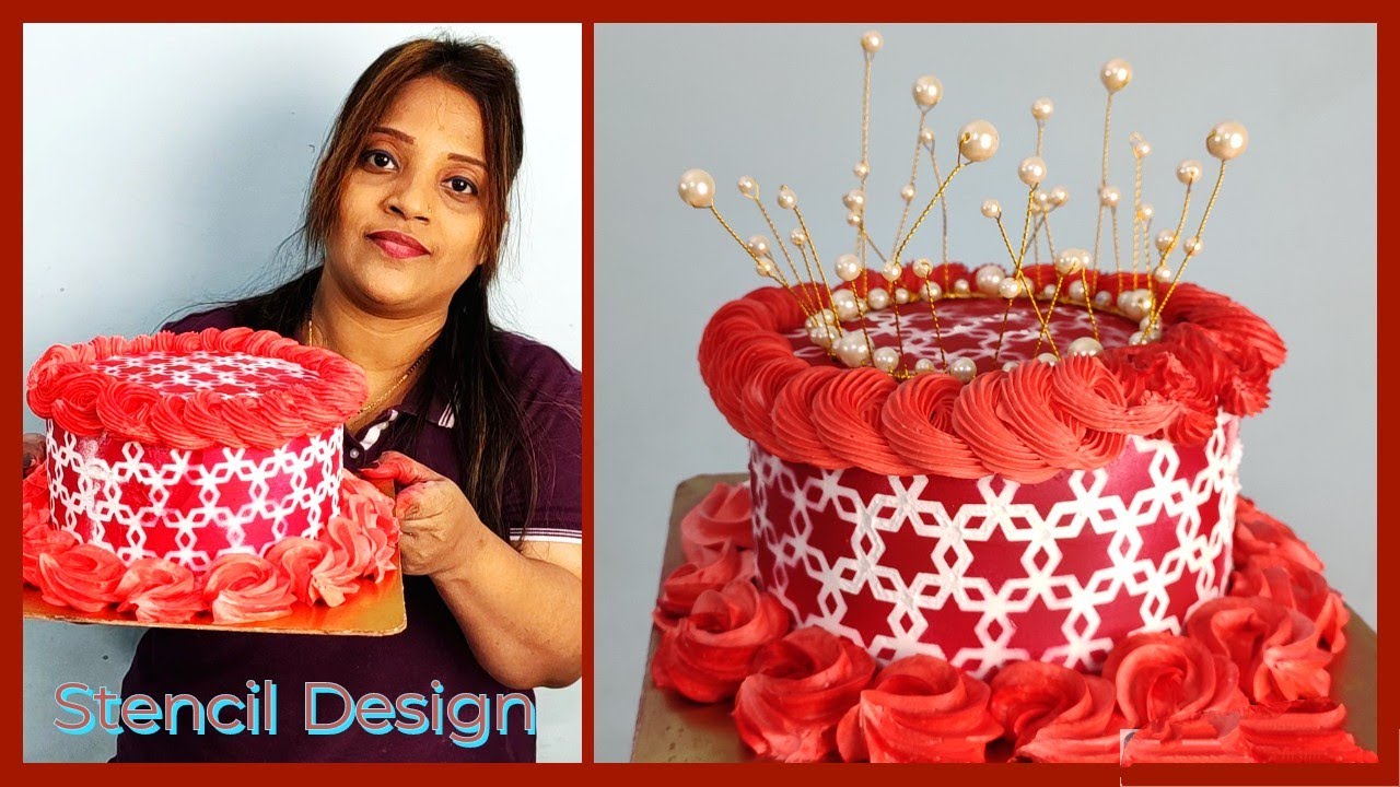 Stencil Cake Design| How to Make Stencil Design|Easy way to make Stencil Design on Cake