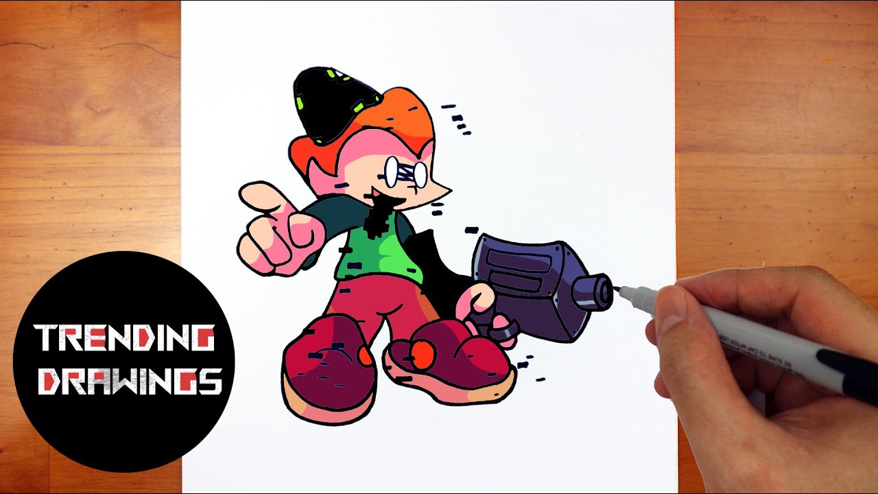 How To Draw FNF MOD Character - Pibby Pico Easy Step by Step