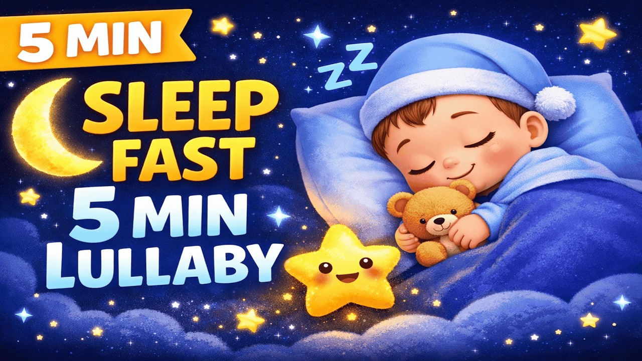 Sleep Star Lullaby 🌟 | 5 Minute Baby Sleep Song with Lyrics | Quick Bedtime Music