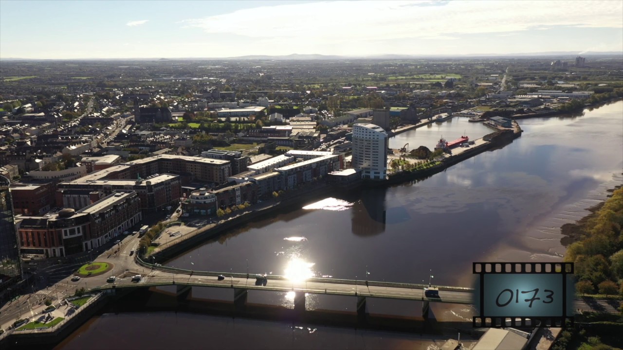 Limerick City drone stock footage