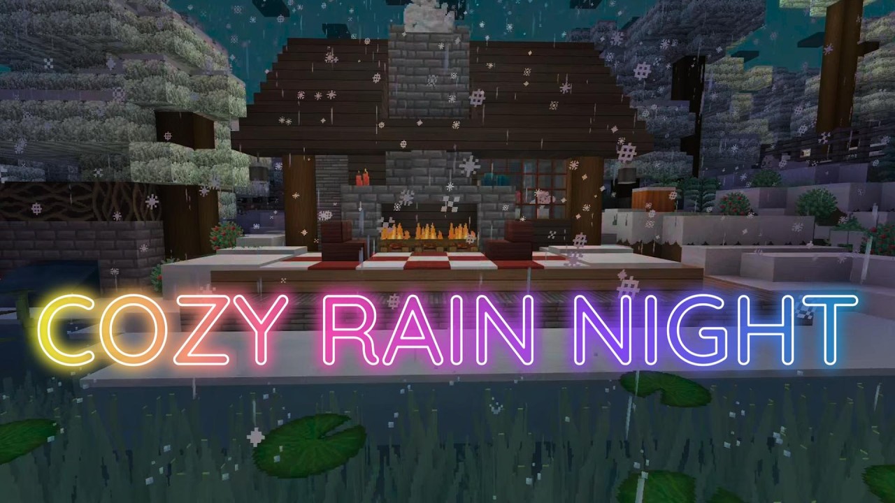 Rain & Snow Fireplace LIVE ❄️ Cozy Minecraft Cabin for Sleep (No Music)