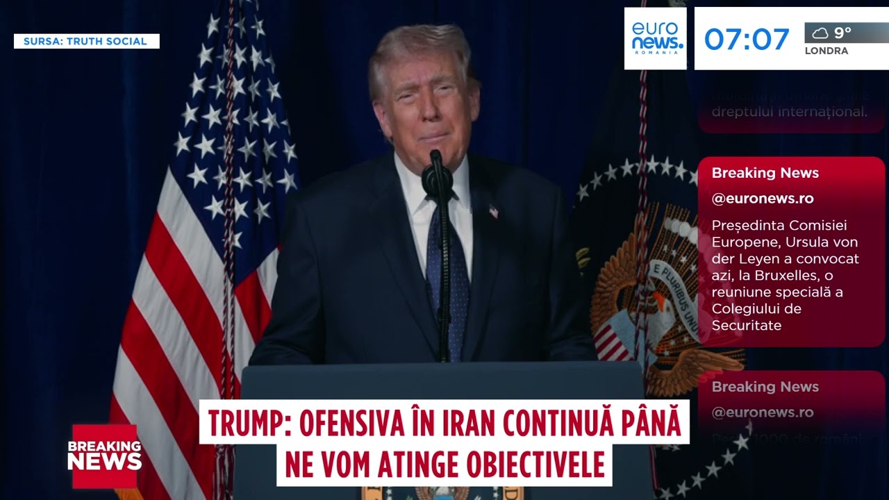 Donald Trump, despre intervenția militară împotriva Iranului: Continuăm până ne atingem obiectivele