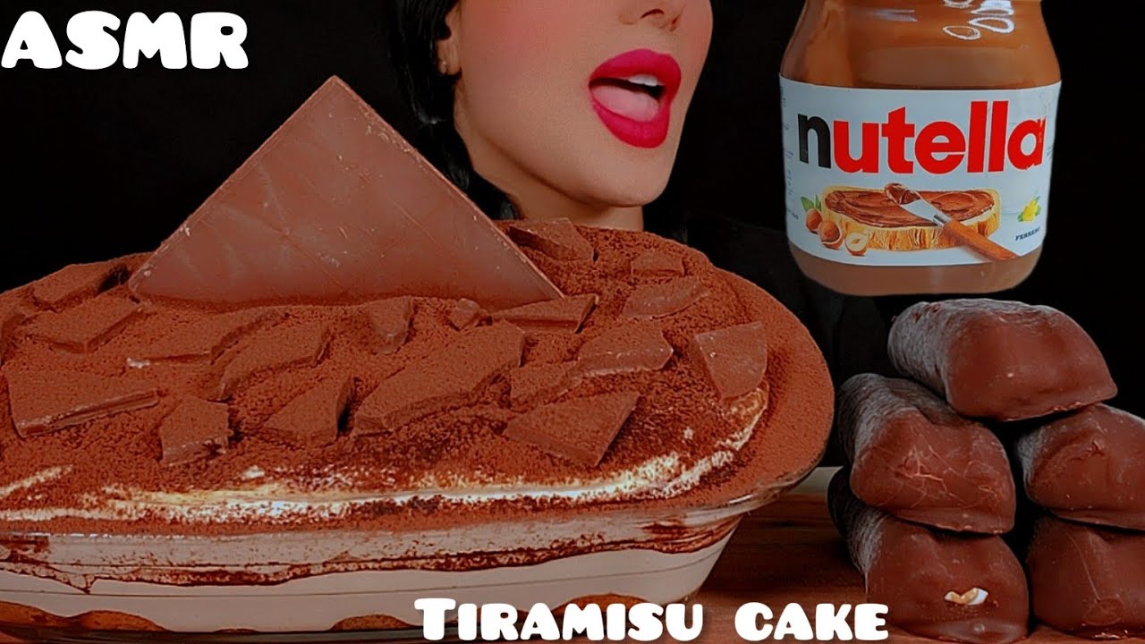 asmr tiramisu cake with milk 🎂🥛and ice cream with Nutella🍦🍫👅우유와 아이스크림, 그리고 누텔라를 곁들인 목방 티라미수 케이크|😋🐾