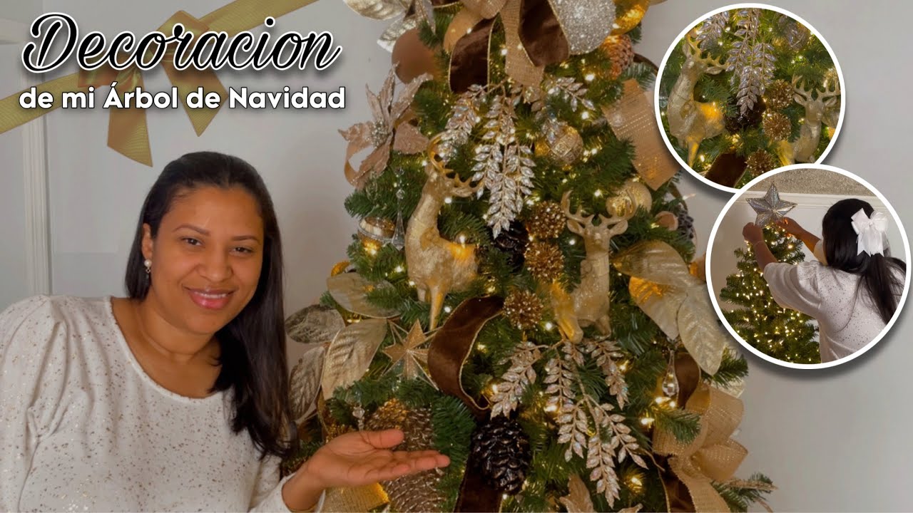 Decoración de mi Árbol de Navidad / Tonos Tierra y Dorado / Ideas para Decorar