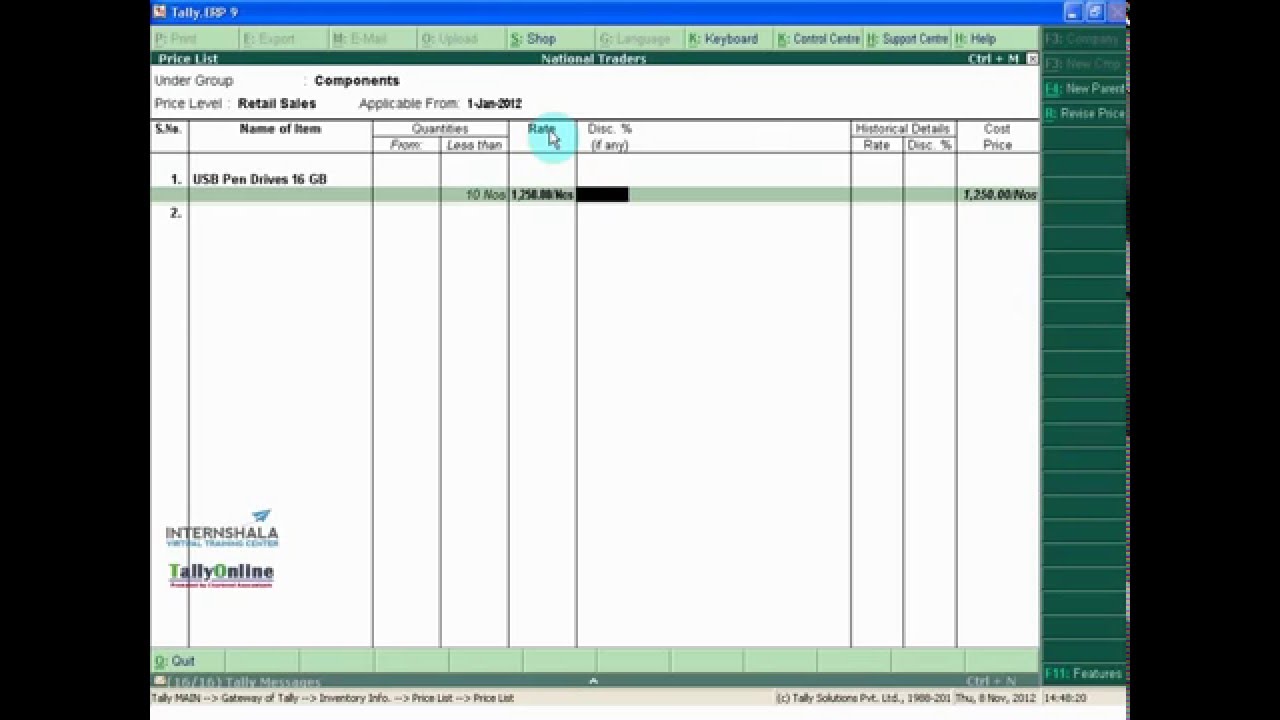 Creating Price List