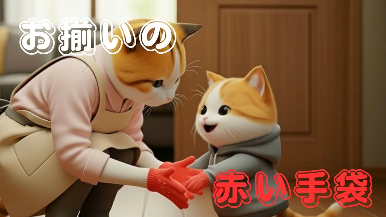 【感動・癒し】お揃いの赤い手袋😸😸✨⛄️