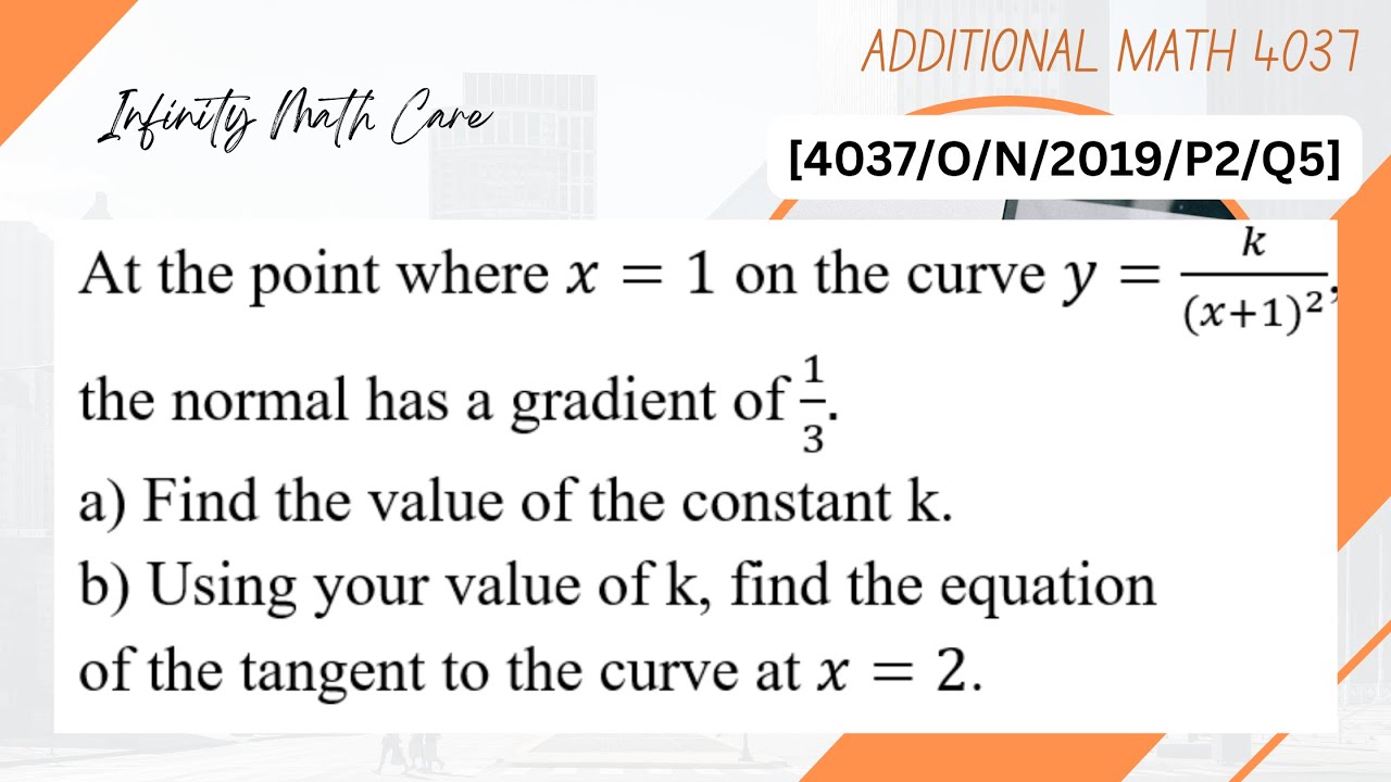Find k and Equation of Tangent | Differentiation Problem 