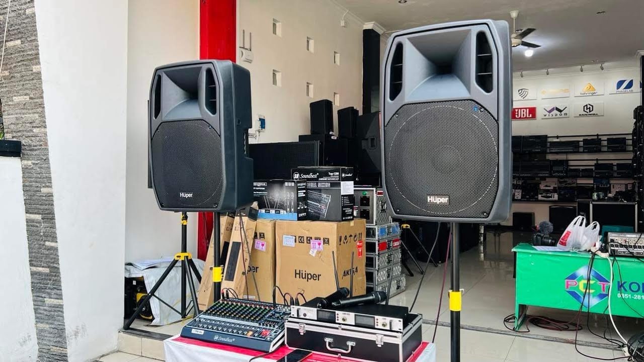 Paket Full Set Huper Ak15 Lengkap mixer 12 chanel dan mic wireless